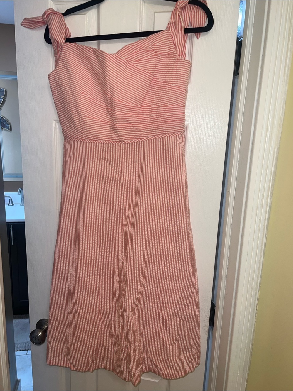 J crew Women's Pink Striped Sundress with Tie Straps